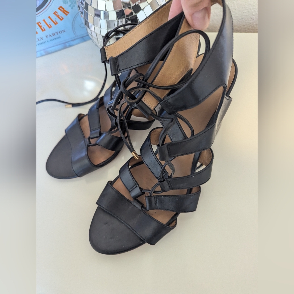 Coach black leather block heel sandal - Picture 4 of 8